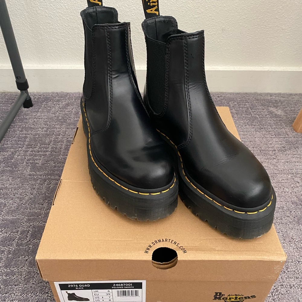 Dr. Martens Black Ankle Boots with Platform Sole